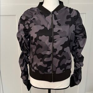 G by Giuliana Black and Gray Bomber Jacket